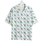 Watercolor Dragonfly Pattern Print Rayon Hawaiian Shirt