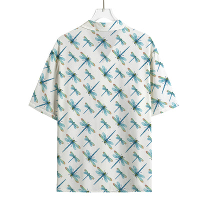 Watercolor Dragonfly Pattern Print Rayon Hawaiian Shirt