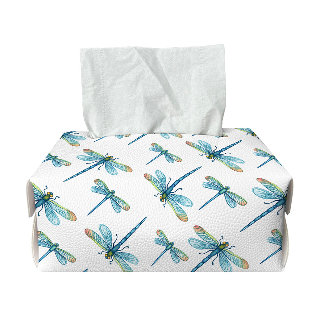 Watercolor Dragonfly Pattern Print Rectangle Tissue Box Cover