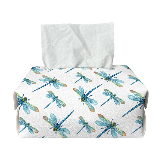 Watercolor Dragonfly Pattern Print Rectangle Tissue Box Cover