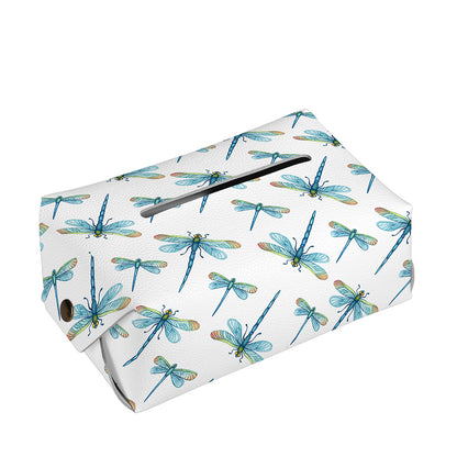 Watercolor Dragonfly Pattern Print Rectangle Tissue Box Cover
