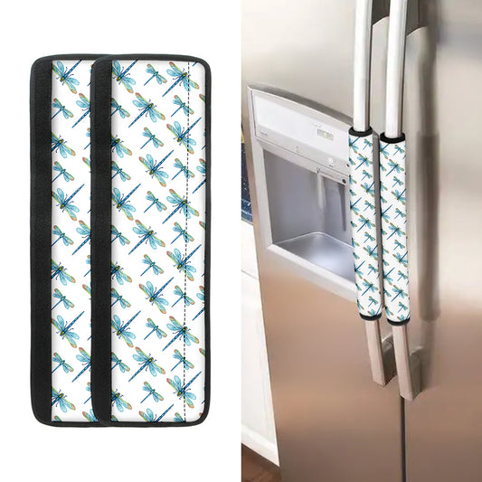 Watercolor Dragonfly Pattern Print Refrigerator Handle Covers