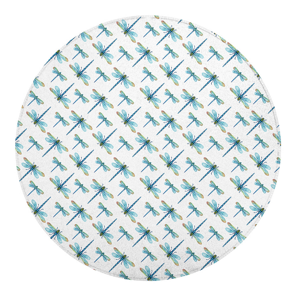 Watercolor Dragonfly Pattern Print Round Blanket