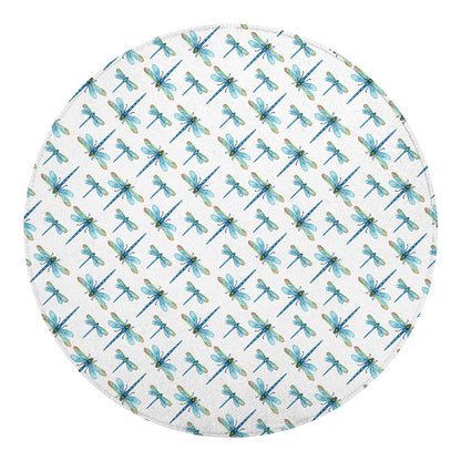 Watercolor Dragonfly Pattern Print Round Blanket