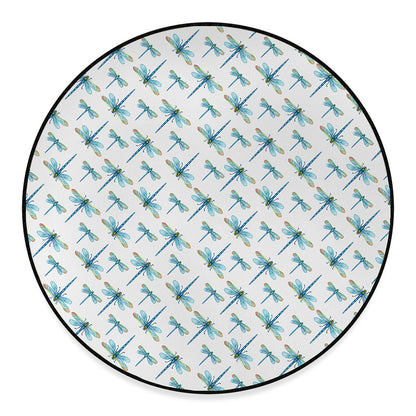 Watercolor Dragonfly Pattern Print Round Floor Mat