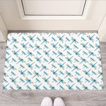 Watercolor Dragonfly Pattern Print Rubber Doormat