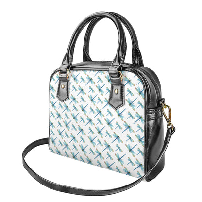 Watercolor Dragonfly Pattern Print Shoulder Handbag
