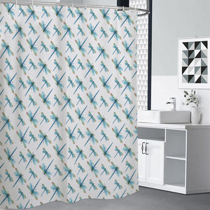 Watercolor Dragonfly Pattern Print Shower Curtain