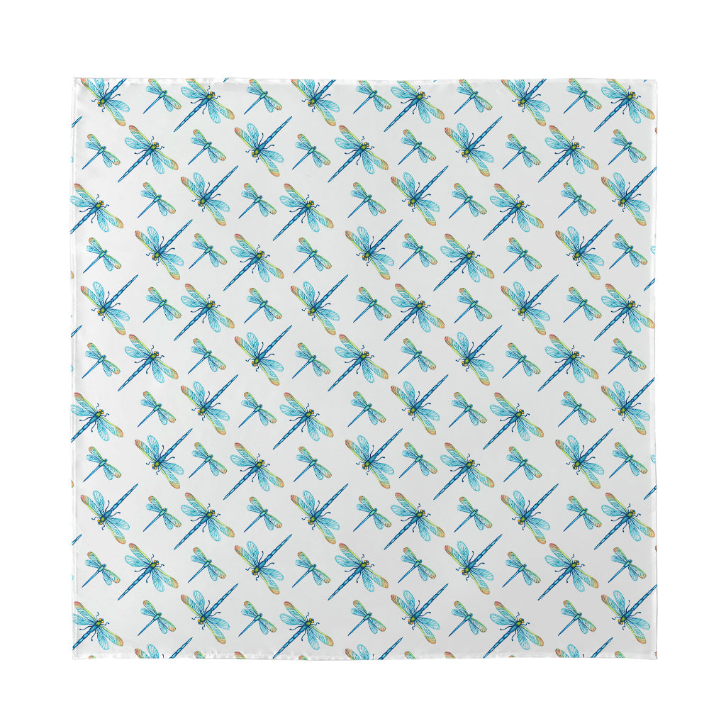 Watercolor Dragonfly Pattern Print Silk Bandana