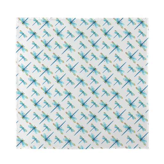 Watercolor Dragonfly Pattern Print Silk Bandana