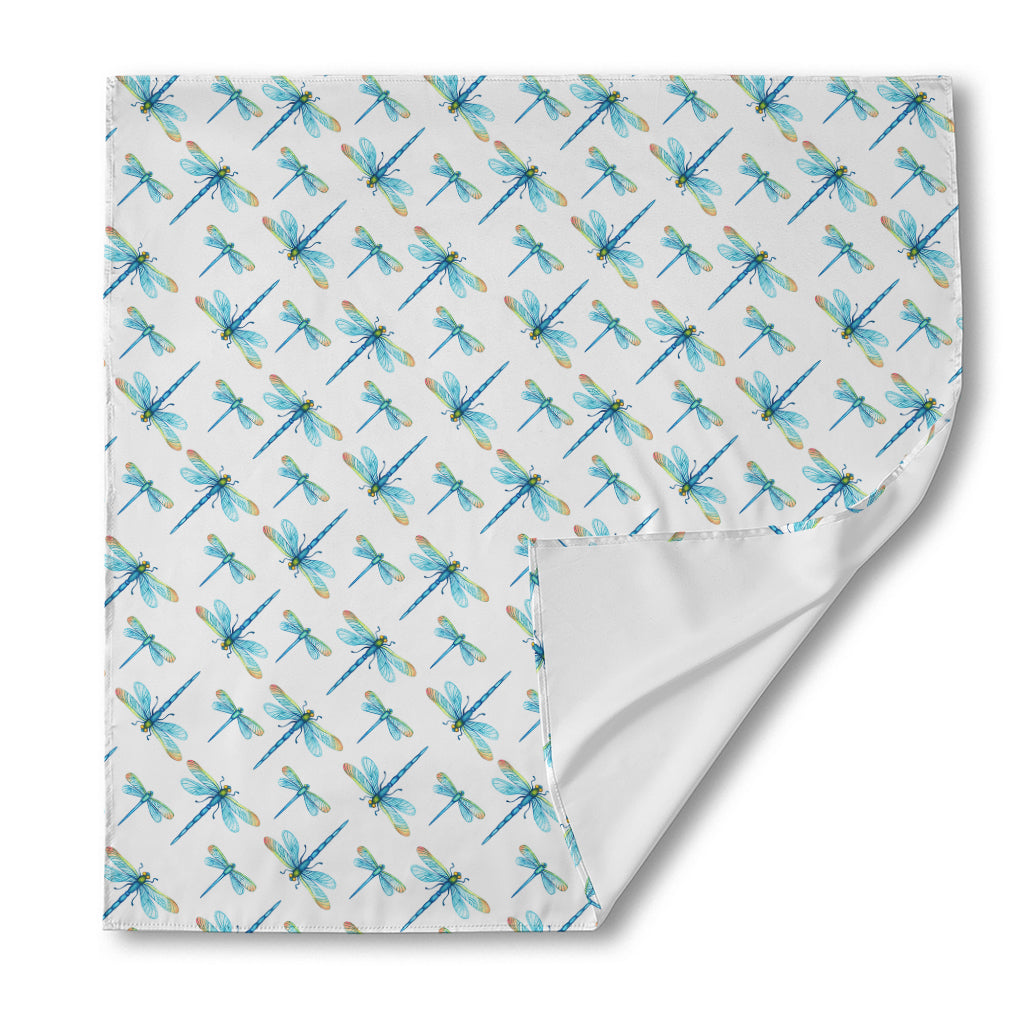 Watercolor Dragonfly Pattern Print Silk Bandana