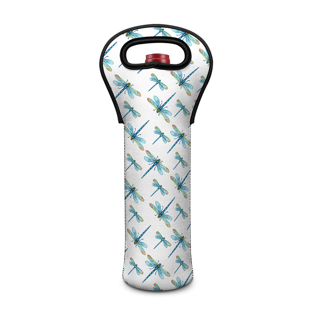 Watercolor Dragonfly Pattern Print Single Neoprene Wine Tote