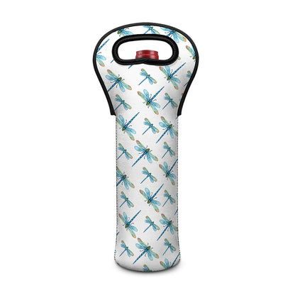 Watercolor Dragonfly Pattern Print Single Neoprene Wine Tote