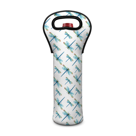 Watercolor Dragonfly Pattern Print Single Neoprene Wine Tote