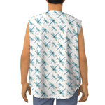 Watercolor Dragonfly Pattern Print Sleeveless Baseball Jersey