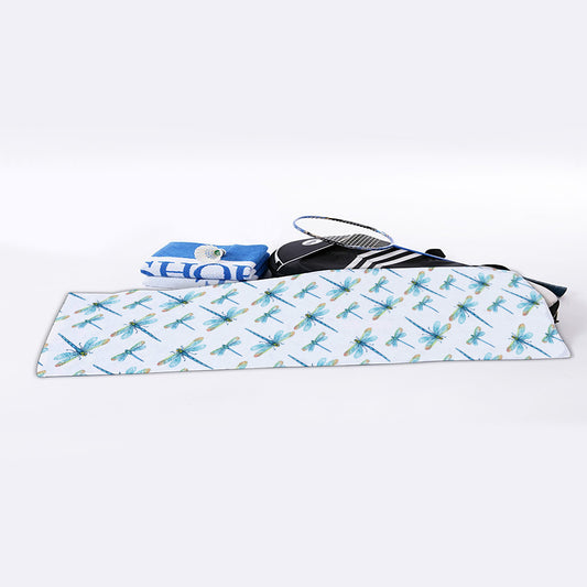 Watercolor Dragonfly Pattern Print Sports Towel