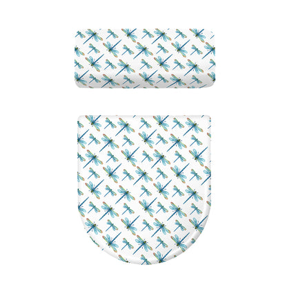Watercolor Dragonfly Pattern Print Toilet Lid And Tank Cover Set