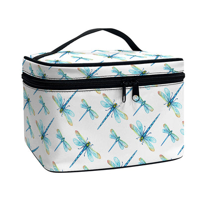 Watercolor Dragonfly Pattern Print Travel Makeup Bag