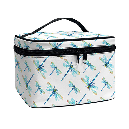 Watercolor Dragonfly Pattern Print Travel Makeup Bag