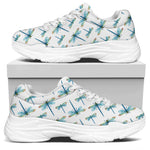 Watercolor Dragonfly Pattern Print White Chunky Shoes
