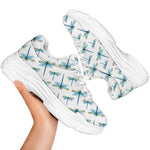 Watercolor Dragonfly Pattern Print White Chunky Shoes