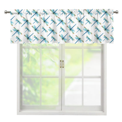 Watercolor Dragonfly Pattern Print Window Valance