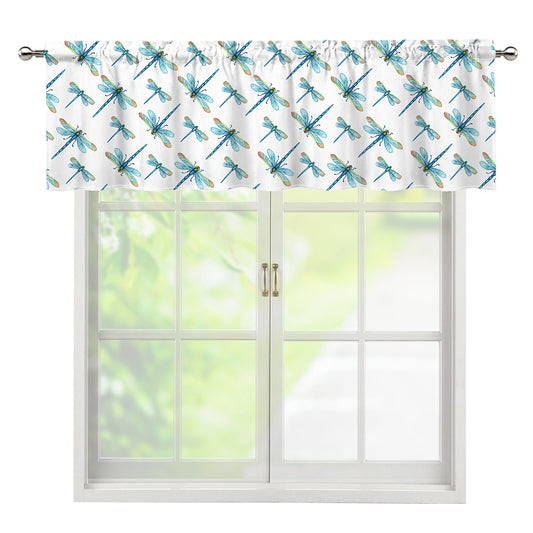 Watercolor Dragonfly Pattern Print Window Valance