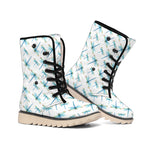 Watercolor Dragonfly Pattern Print Winter Boots