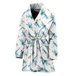 Watercolor Dragonfly Pattern Print Women's Bathrobe