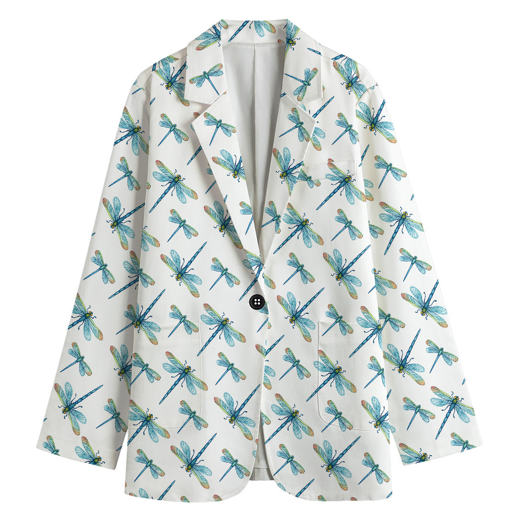 Watercolor Dragonfly Pattern Print Women's Blazer