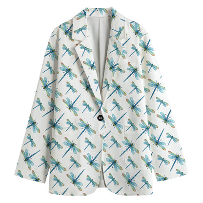 Watercolor Dragonfly Pattern Print Women's Blazer