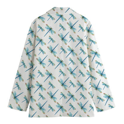 Watercolor Dragonfly Pattern Print Women's Blazer