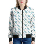 Watercolor Dragonfly Pattern Print Women's Bomber Jacket