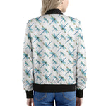 Watercolor Dragonfly Pattern Print Women's Bomber Jacket