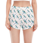 Watercolor Dragonfly Pattern Print Women's Split Running Shorts