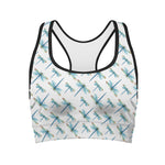 Watercolor Dragonfly Pattern Print Women's Sports Bra