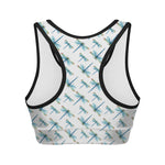 Watercolor Dragonfly Pattern Print Women's Sports Bra