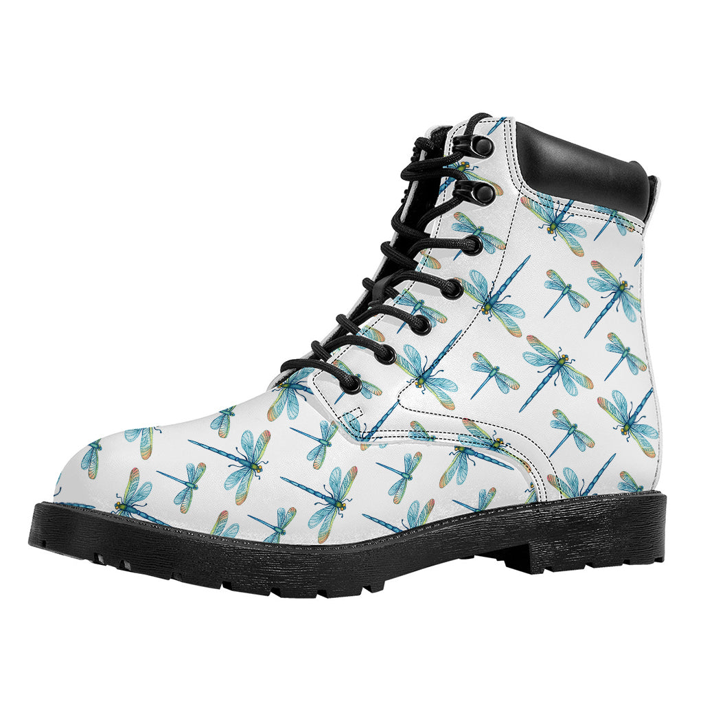 Watercolor Dragonfly Pattern Print Work Boots