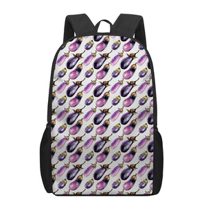 Watercolor Eggplant Pattern Print 17 Inch Backpack