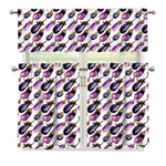 Watercolor Eggplant Pattern Print 3 Piece Kitchen Curtains