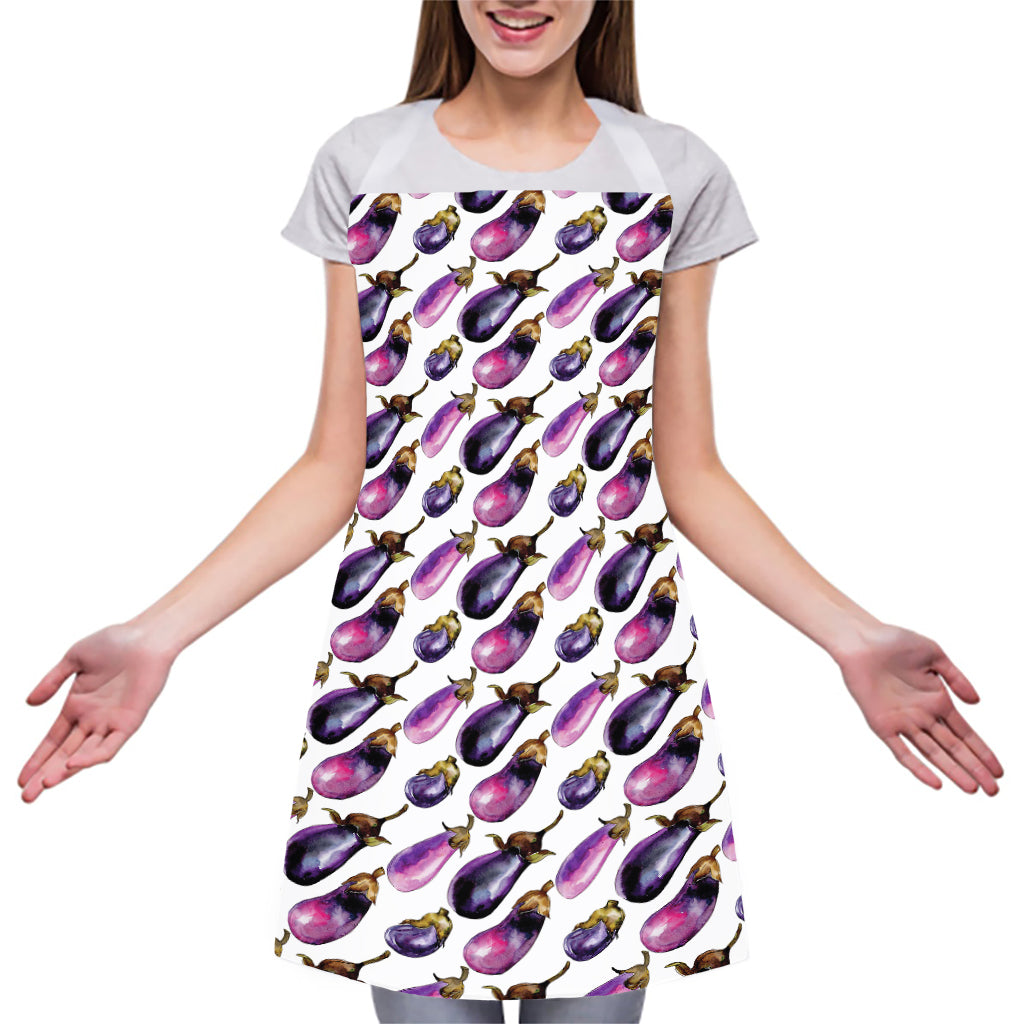 Watercolor Eggplant Pattern Print Adjustable Apron