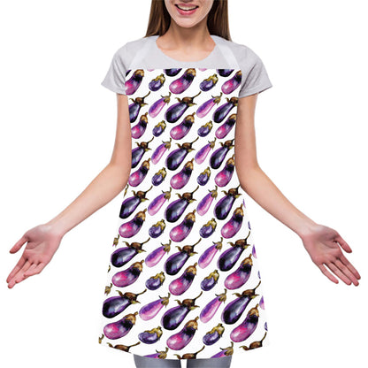 Watercolor Eggplant Pattern Print Adjustable Apron