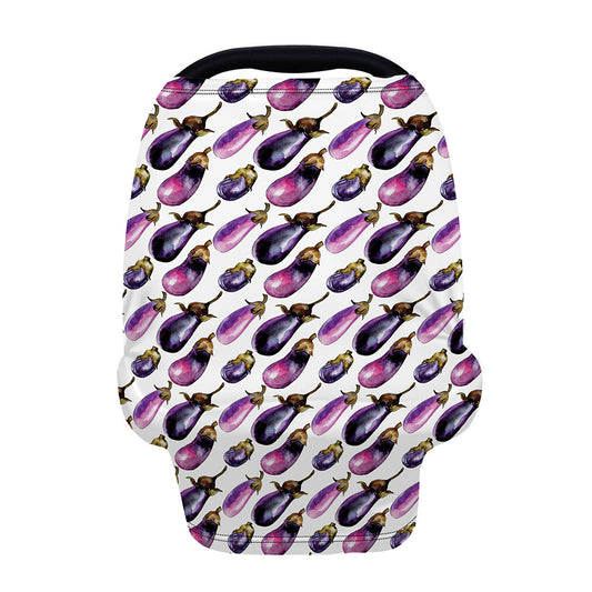 Watercolor Eggplant Pattern Print Baby Seat Cover