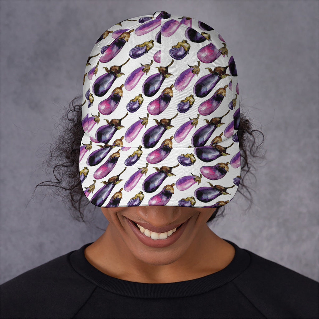 Watercolor Eggplant Pattern Print Baseball Cap