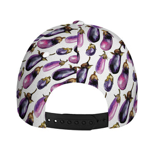 Watercolor Eggplant Pattern Print Baseball Cap