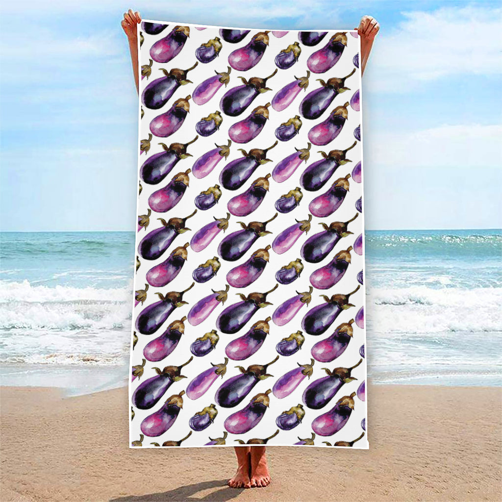 Watercolor Eggplant Pattern Print Beach Towel