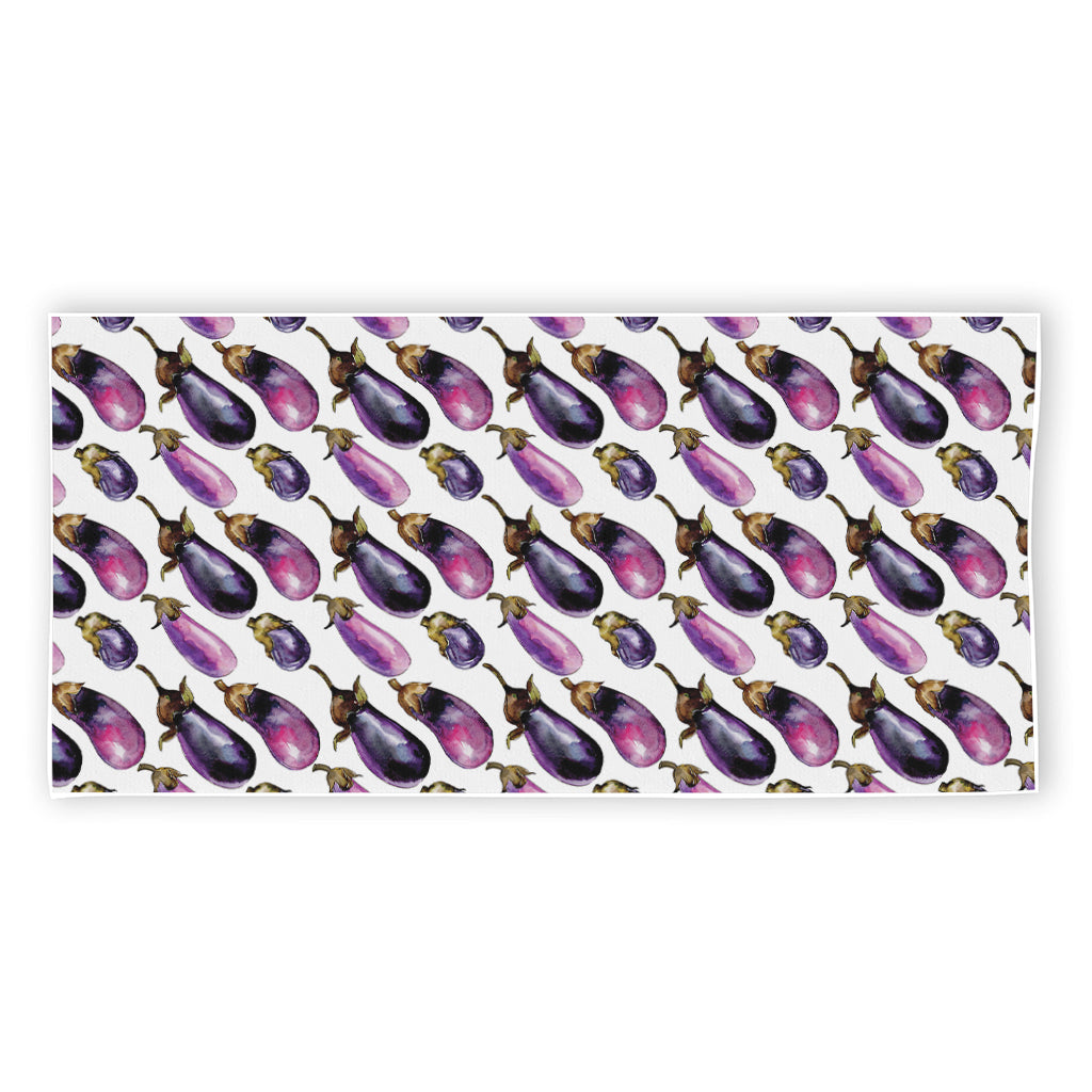 Watercolor Eggplant Pattern Print Beach Towel