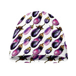 Watercolor Eggplant Pattern Print Beanie