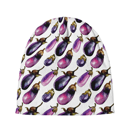 Watercolor Eggplant Pattern Print Beanie