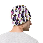 Watercolor Eggplant Pattern Print Beanie